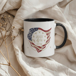 Vintage 4. Juli 1776 Flaggen Schild Tasse