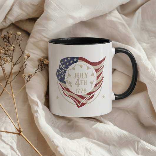 Vintage 4. Juli 1776 Flaggen Schild Tasse