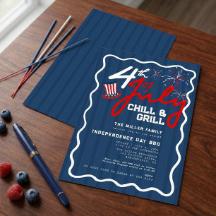 Vintage 4. Juli BBQ 2026 USA 250. Jubiläum Einladung