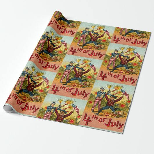 Vintage 4. Juli Geschenkpapier (Ungerollt)