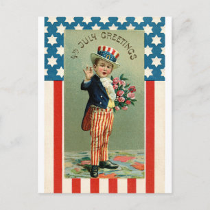 Vintage 4. Juli junger Onkel Sam Postkarte