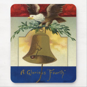 Vintage 4. Juli mit Adler und Freiheitsglocke Mousepad