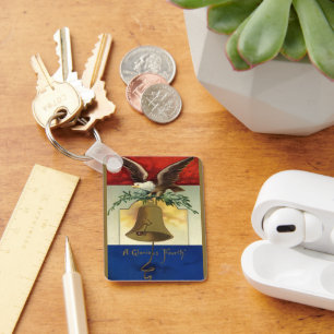 Vintage 4. Juli mit Adler und Freiheitsglocke Schlüsselanhänger