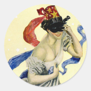 Vintage 4. Juli patriotische Maskenparty Runder Aufkleber