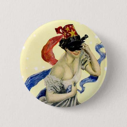 Vintage 4. Juli - Patriotische Maskerade-Party Button (Vorderseite)