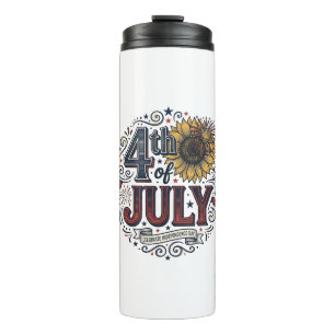 Vintage 4. Juli Patriotischer Sonnenblumen-Shirt D Thermosbecher