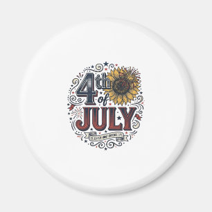 Vintage 4. Juli patriotisches Sonnenblumen-Shirt D Magnet