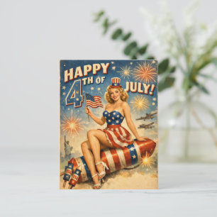 Vintage 4. Juli Pin-Up Postkarte