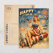 Vintage 4. Juli Pin-Up Postkarte (Vorne/Hinten)