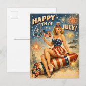 Vintage 4. Juli Pin-Up Postkarte (Vorne/Hinten)