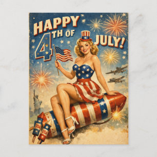 Vintage 4. Juli Pin-Up Postkarte