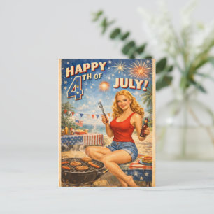 Vintage 4.-Juli-Pin-Up-Postkarte Postkarte