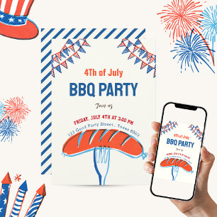 Vintage 4. Juli Unabhängigkeitstag BBQ-Party  Einladung
