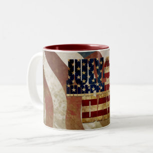 Vintage 4. Juli Unabhängigkeitstag Design Zweifarbige Tasse