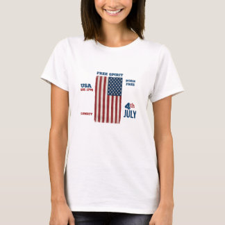 Vintage 4. Juli USA-Flagge Freigeist Patriotisch T-Shirt