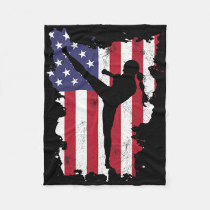 Vintage 4. Juli USA-Flagge Kickboxen Frauen Kinder Fleecedecke