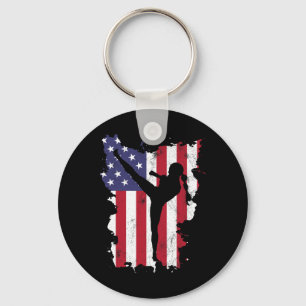 Vintage 4. Juli USA-Flagge Kickboxen Frauen Kinder Schlüsselanhänger