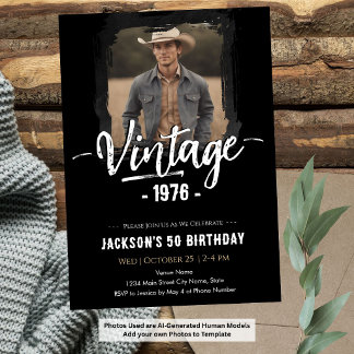Vintage 50. Geburtstag Einladung