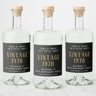 Vintage 50. Geburtstagsfeier Schwarz Alkoholflaschenetikett