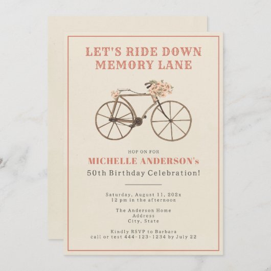 Vintage 50. Geburtstagsparty Einladung (Vorne/Hinten)