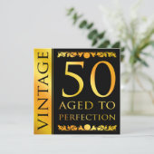 Vintage 50. Geburtstagsparty Einladung (Stehend Vorderseite)