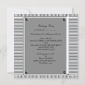 Vintage 50. Silberschwarze Geburtstagsparty Einladung (Rückseite)