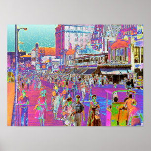 Vintage 50er Atlantic City Promenade Retro Popart Poster