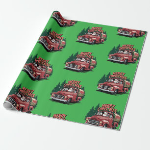 Vintage 50er LKW Weihnachten Geschenkpapier