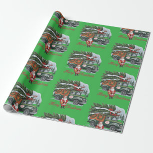 Vintage 50er LKW Weihnachten Geschenkpapier