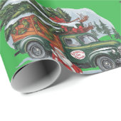 Vintage 50er LKW Weihnachten Geschenkpapier (Rolleneckpunkt)
