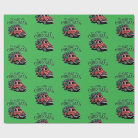 Vintage 50er LKW Weihnachten Geschenkpapier (Flach)