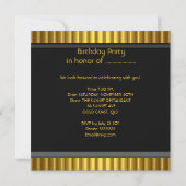 Vintage 50th Yellow Black Birthday Party Einladung (Rückseite)