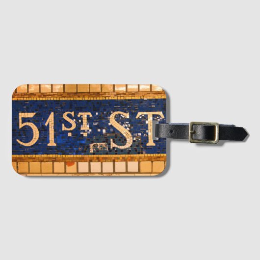 Vintage 51st Street, Manhattan, NYC Square Gepäckanhänger (Vorderseite (Horizontal))