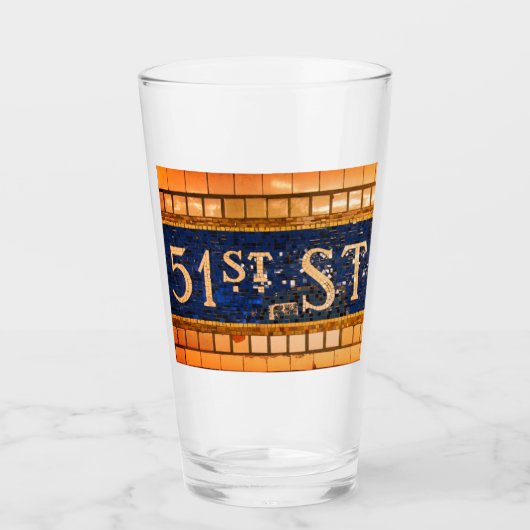 Vintage 51st Street, Times Square, Manhattan, NYC Glas (Vorderseite)