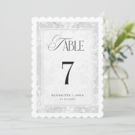 Vintage 5x7 White Lace Wedding Table Number Sign Einladung