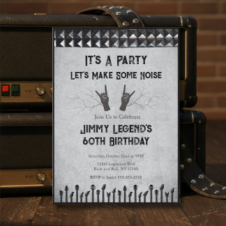 Vintage 60. Geburtstag Rock n Roll Gitarrist Einladung