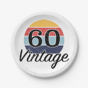 Vintage 60. Geburtstag Sonnenuntergang Pappteller