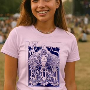 Vintage 60er Jahre Psychedelic Art Nouveau Floral T-Shirt