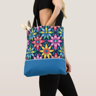 Vintage 60er Jahre Vibe Mod Daisies Farbblock Tasche