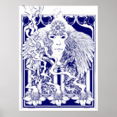 Vintage 60's Psychedelic Art Nouveau Floral Poster (Vorne)