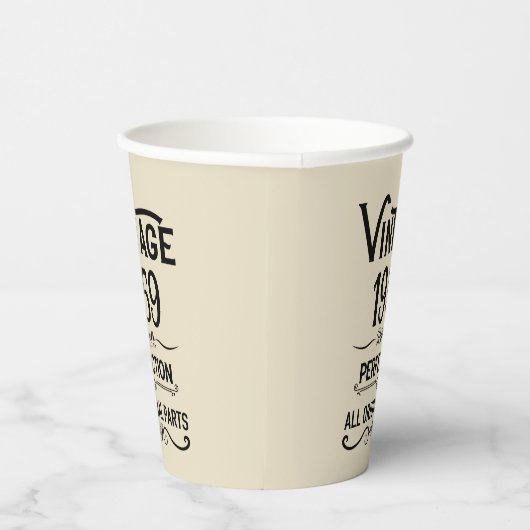 Vintage 65. Geburtstagsparty Pappbecher (Rechts)