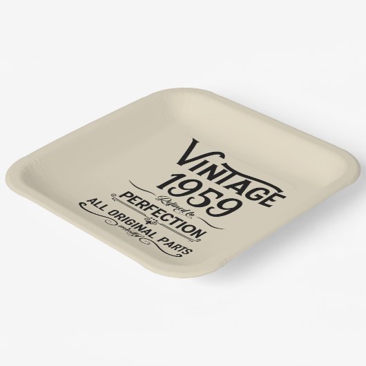 Vintage 65. Geburtstagsparty Pappteller (Gewinkelt)