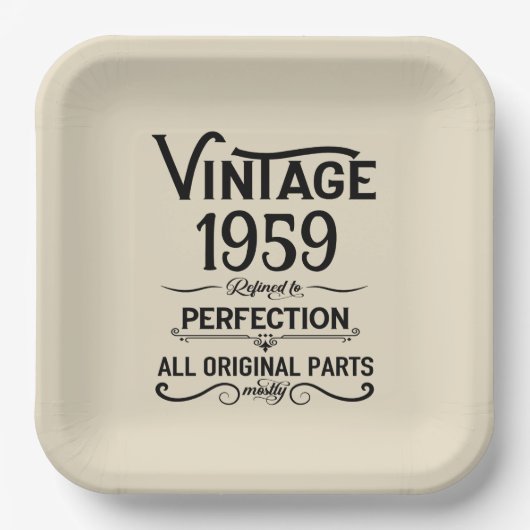 Vintage 65. Geburtstagsparty Pappteller (Vorderseite)