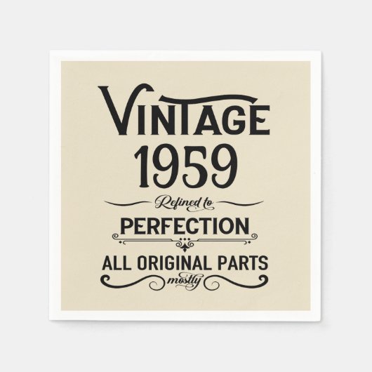 Vintage 65. Geburtstagsparty Serviette (Vorderseite)