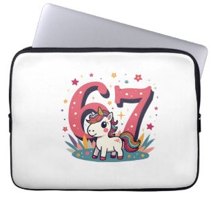 Vintage 67. Geburtstag Einhorn Regenbogen Süß Cart Laptopschutzhülle