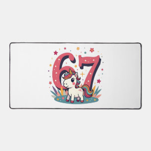 Vintage 67. Geburtstag Einhorn Regenbogen Süß Cart Schreibtischunterlage