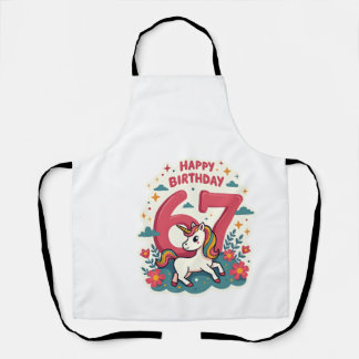 Vintage 67. Geburtstag Einhorn Regenbogen Süß Cart Schürze