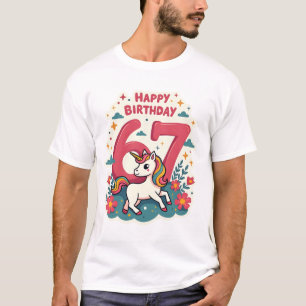 Vintage 67. Geburtstag Einhorn Regenbogen Süße Car T-Shirt
