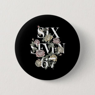 Vintage 67 Six Seven Meme Floral Boho Wildblume 6 Button