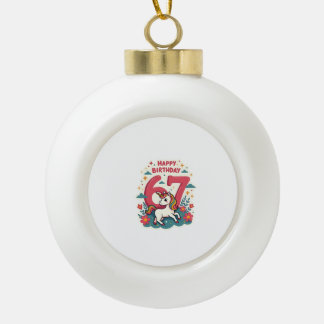Vintage 67th Birthday Unicorn Rainbow Cute Cartoon Keramik Kugel-Ornament